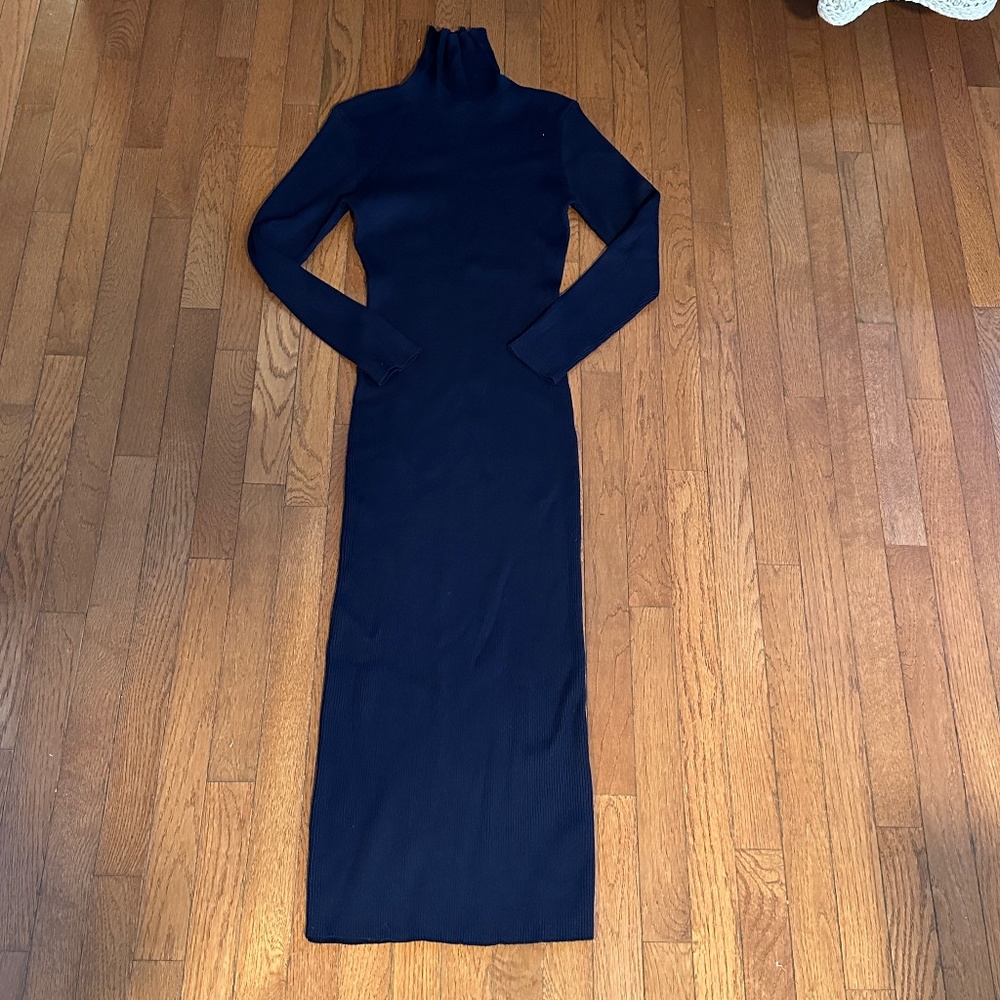 Missguided Navy Midi Turtleneck Sweater Dress